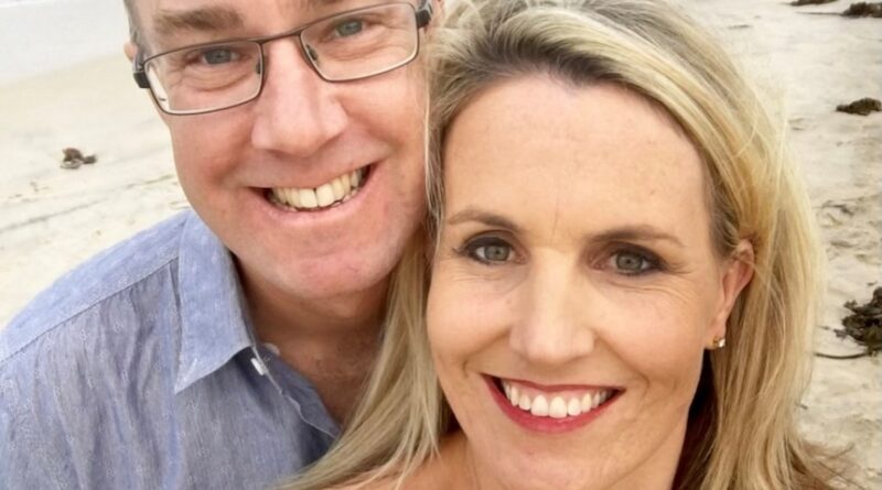 A selfie of Tara Castle with her late husband on the beach.